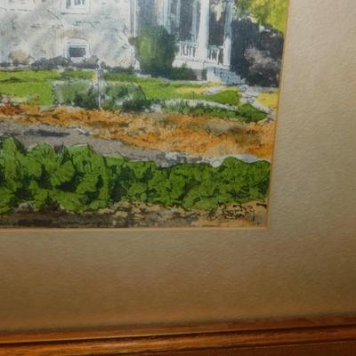 Framed & Matted Davis Cray Watercolor Print of Whitefield House – Nazareth, PA