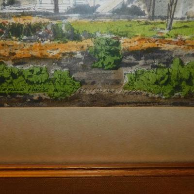 Framed & Matted Davis Cray Watercolor Print of Whitefield House – Nazareth, PA