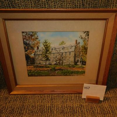Framed & Matted Davis Cray Watercolor Print of Whitefield House – Nazareth, PA