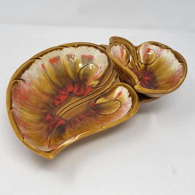 1960's Maurice of Calif USA IM-92 Leaf Shape Chip & Dip Bowl