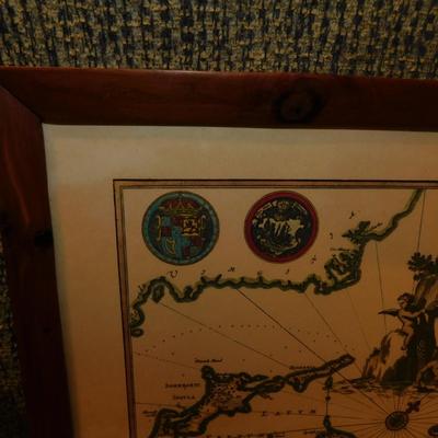 Framed Replica Print of Bermuda Based on Cartographer’s Work 17.75”x15.25”