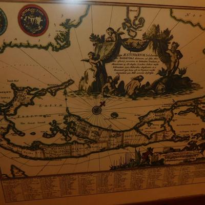 Framed Replica Print of Bermuda Based on Cartographer’s Work 17.75”x15.25”