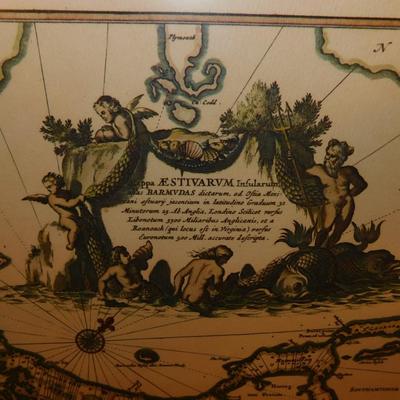 Framed Replica Print of Bermuda Based on Cartographer’s Work 17.75”x15.25”