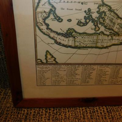 Framed Replica Print of Bermuda Based on Cartographer’s Work 17.75”x15.25”
