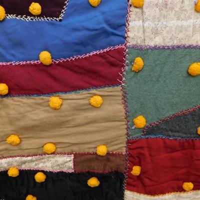 Insane Vintage Heavy Duty Patchwork Crazy Quilt 80"x102"