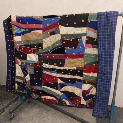 Insane Vintage Heavy Duty Patchwork Crazy Quilt 80"x102"