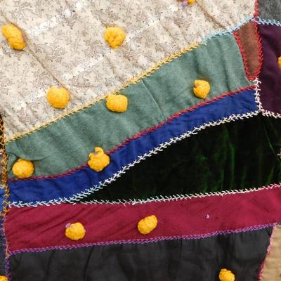 Insane Vintage Heavy Duty Patchwork Crazy Quilt 80"x102"