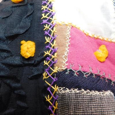 Insane Vintage Heavy Duty Patchwork Crazy Quilt 80"x102"