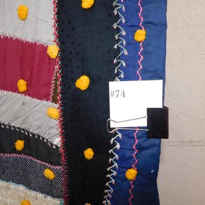 Insane Vintage Heavy Duty Patchwork Crazy Quilt 80"x102"