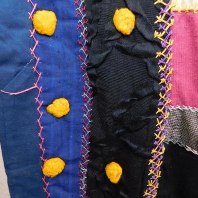 Insane Vintage Heavy Duty Patchwork Crazy Quilt 80"x102"