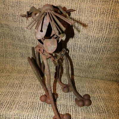 Scrap Metal Art Sculpture Junkyard Dog 13” Tall