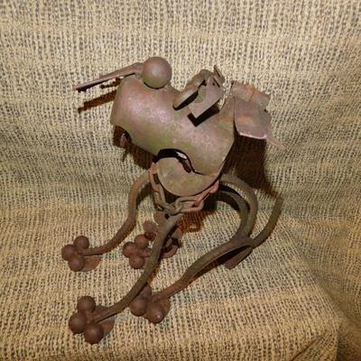 Scrap Metal Art Sculpture Junkyard Dog 13” Tall