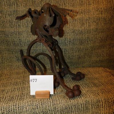 Scrap Metal Art Sculpture Junkyard Dog 13” Tall