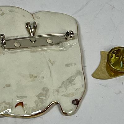 Cowboy Boots Brooch Pin and American Flag Lapel Pin