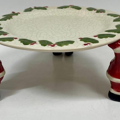 Christmas Serving Platter with 3 Santa Legs