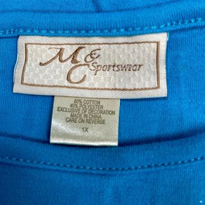 Women's Blue Long-Sleeve Snowman Christmas Shirt Size 1X