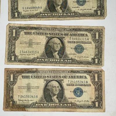 Lot of Ten 1957 Blue Seal $1 Silver Certificates