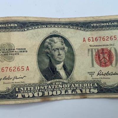 1953 Red Seal $2 Bill