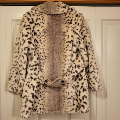 Vintage Faux Fur Spotted Coat By Davis Size Med