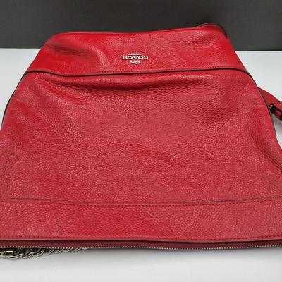 Red Pebbled Leather COACH Paxton Handbag