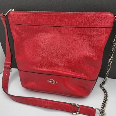 Red Pebbled Leather COACH Paxton Handbag