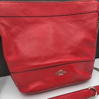 Red Pebbled Leather COACH Paxton Handbag