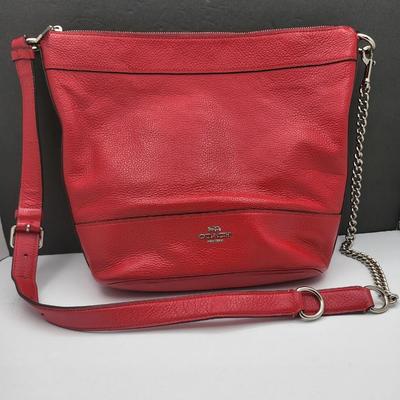Red Pebbled Leather COACH Paxton Handbag