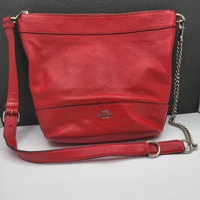 Red Pebbled Leather COACH Paxton Handbag