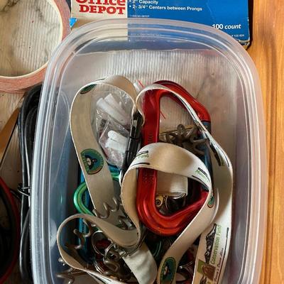 SCISSORS, TAPE, CARABINERS, LANYARDS