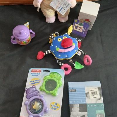 Brand new baby gifts - Addison personalized sippy cup - Hallmark Keepsake ornament- Rattles and more