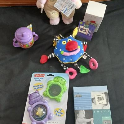 Brand new baby gifts - Addison personalized sippy cup - Hallmark Keepsake ornament- Rattles and more