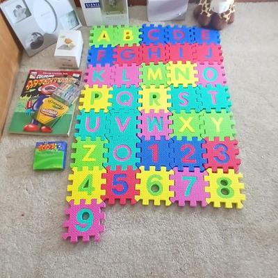 Foam Alphabet & numbers, Coloring book with markers, new picture frames and other toys