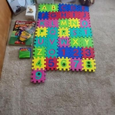 Foam Alphabet & numbers, Coloring book with markers, new picture frames and other toys