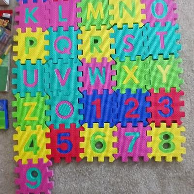 Foam Alphabet & numbers, Coloring book with markers, new picture frames and other toys