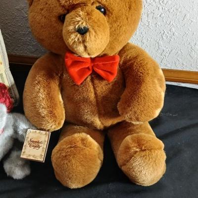 Brand new Bear pattern luggage with wheels and two teddy bears Dakin & Snuggly & Cuddly
