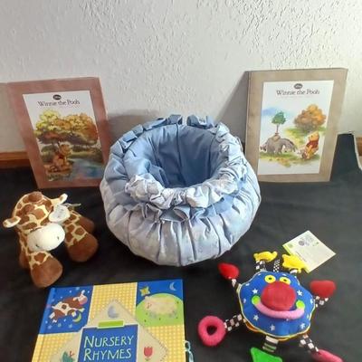 Winnie the Pooh books, fabric basket, nursery rhymes book, with brand new toddler toys
