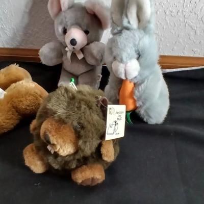 Foam number puzzle, Twistable Crayola's, stuffed animals and a small child sized backpack