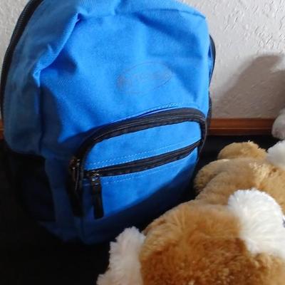Foam number puzzle, Twistable Crayola's, stuffed animals and a small child sized backpack