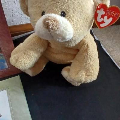 Four Winnie the Pooh books and a TY teddy bear