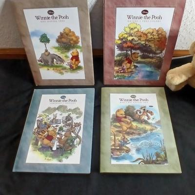 Four Winnie the Pooh books and a TY teddy bear