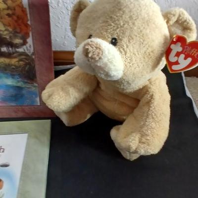 Four Winnie the Pooh books and a TY teddy bear