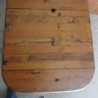 Butcher block two-tiered end table