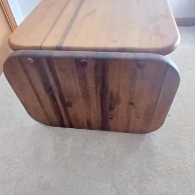 Butcher block two-tiered end table