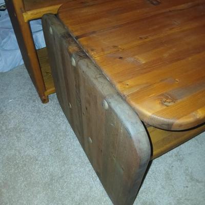 Butcher block two-tiered end table