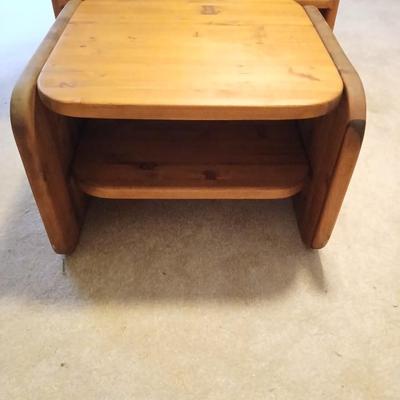 Butcher block two-tiered end table
