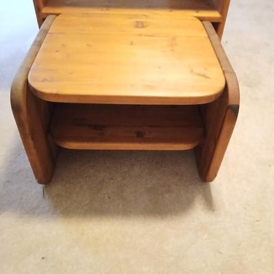 Butcher block two-tiered end table
