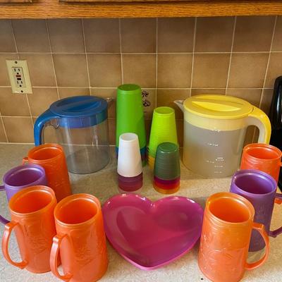 TWO LARGE PITCHER, TUMBLERS