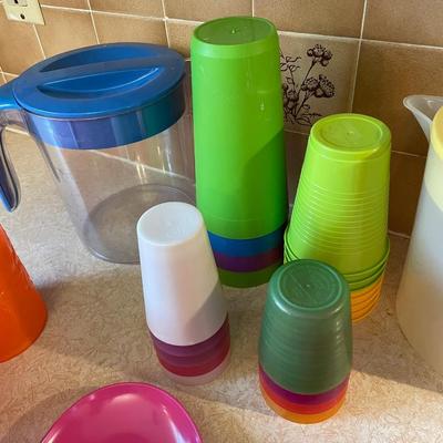 TWO LARGE PITCHER, TUMBLERS