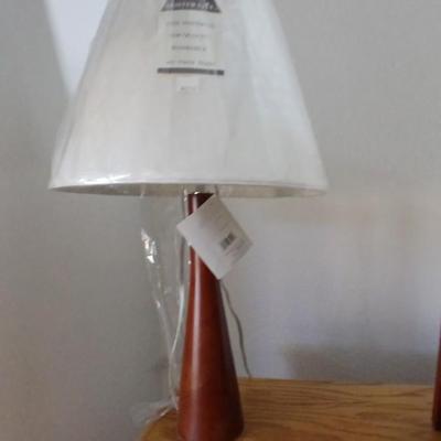 Brand new wood base lamp with two framed pictures