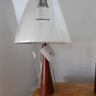 Brand new wood base lamp with two framed pictures